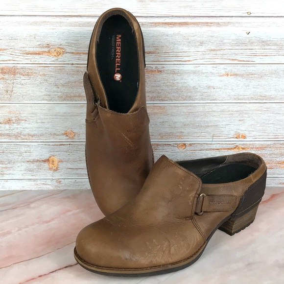 Merrell Shiloh Clogs in Oak Brown leather - Picture 1 of 13